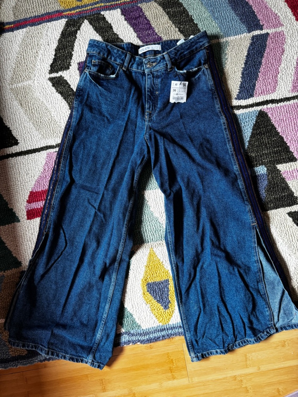 Zara Indigo Wide-Leg Flare Jeans